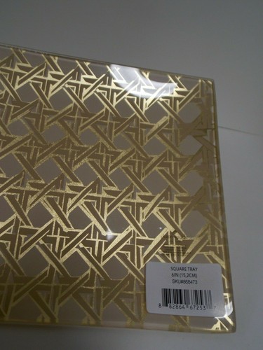 Kate Spade Lenox Metalldruck & Glas Tablett 6" gewebtes Muster schön! 021 - Bild 3 von 7
