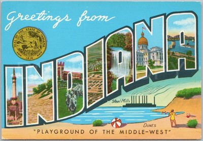 Indiana State Wahrzeichen Vintage Postkarte malerische Ansichten USA Salle Wabash