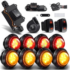UTV Turn Signal Kit with 110D Horn Plug and Play ATV 8 LED Lights Amber Red