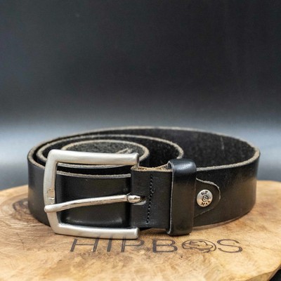 GP & Max Herren Vintage Handmade Italian Black Leather Jeans Belt 34