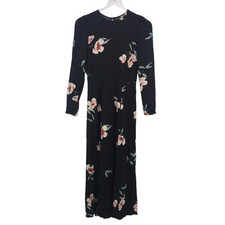 Reformation Vanessa Dress 2 Floral Crew Neck Long Sleeve Side Slit Keyhole Back
