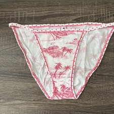 Pink By Victoria s Secret, Large, Pink, Tropical, Cotton String, Bikini Panties