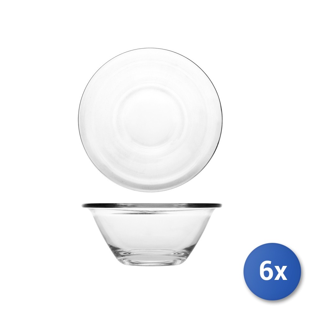 6X Transparent Glass Cups Mr Chef Stackable 14Cm