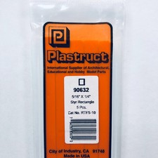Plastruct 90632 Styrene Rectangle Tube 5/16"x 1/4"x 15" 5