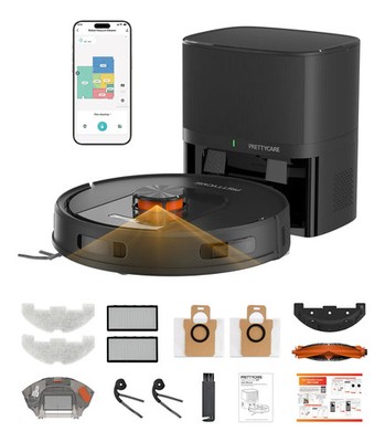 PrettyCare L1 pro Robot Vacuum and Mop Combo, 9000Pa Suction, Laser 3D Scanning