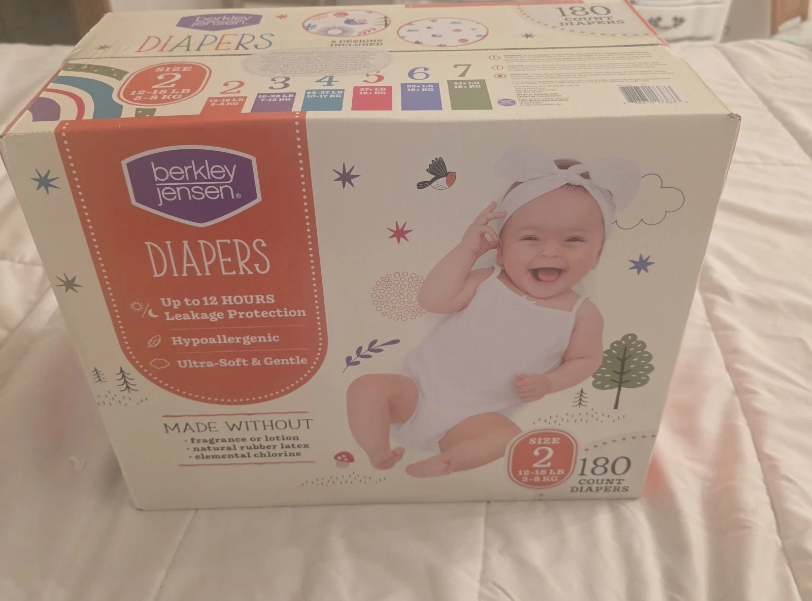 Berkley Jensen Diapers Size 2 (12-18 lbs) 180 Count - NEW