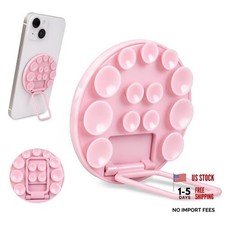 Suction Cup Phone Mount, Silicone Strong Suction Adhesive Phone Grip, Rose pink