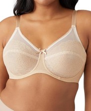 Wacoal Beige Nude Retro Chic Underwire Bra Full Coverage Lace 855186 Size 36H