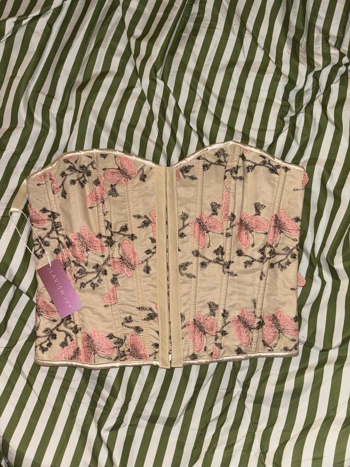 Lavish ivy Women’s Corset Top Brand New With Tags ! Butterfly Embroidered detail