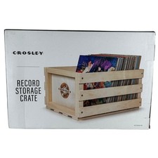 Crosley Record Storage Crate Natural Wood Vinyl LP Album Holder AC1004A-NA NEW