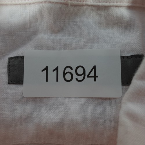 Reiss Shirt 100% Linen Pink Size Large Men's Button Up Short Sleeve Summer - Picture 9 of 9