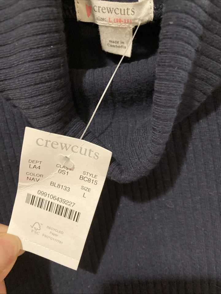 New size  10-12 L Girls Crewcut  Navy Blue Dress cotton gathered - Image 2 of 4