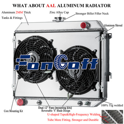 4 Row Aluminum Radiator Shroud Fan For 70-74 Plymouth Barracuda Dodge Challenger