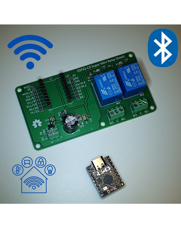 ESP32 C3 Supermini with 2 Relay Shield Expansion Board