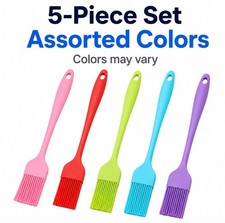 5Pc Silicone Basting Brushes Set BBQ Grill Pastry Baking Oil Butter Brushes