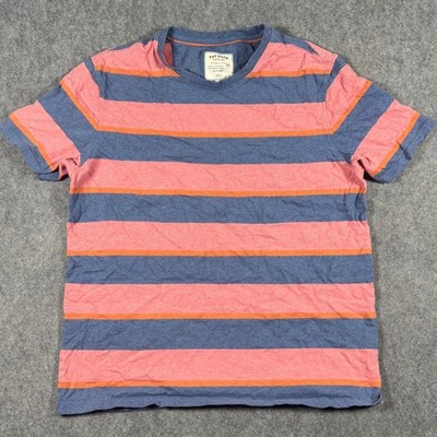 Fat Face Striped T-Shirt Womens XL Blue Pink Orange Short Sleeve Crew Neck Tee