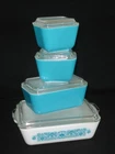 PYREX - 8 pc. HORIZON BLUE Refrigerator, Lid Set - #501, 502, 503