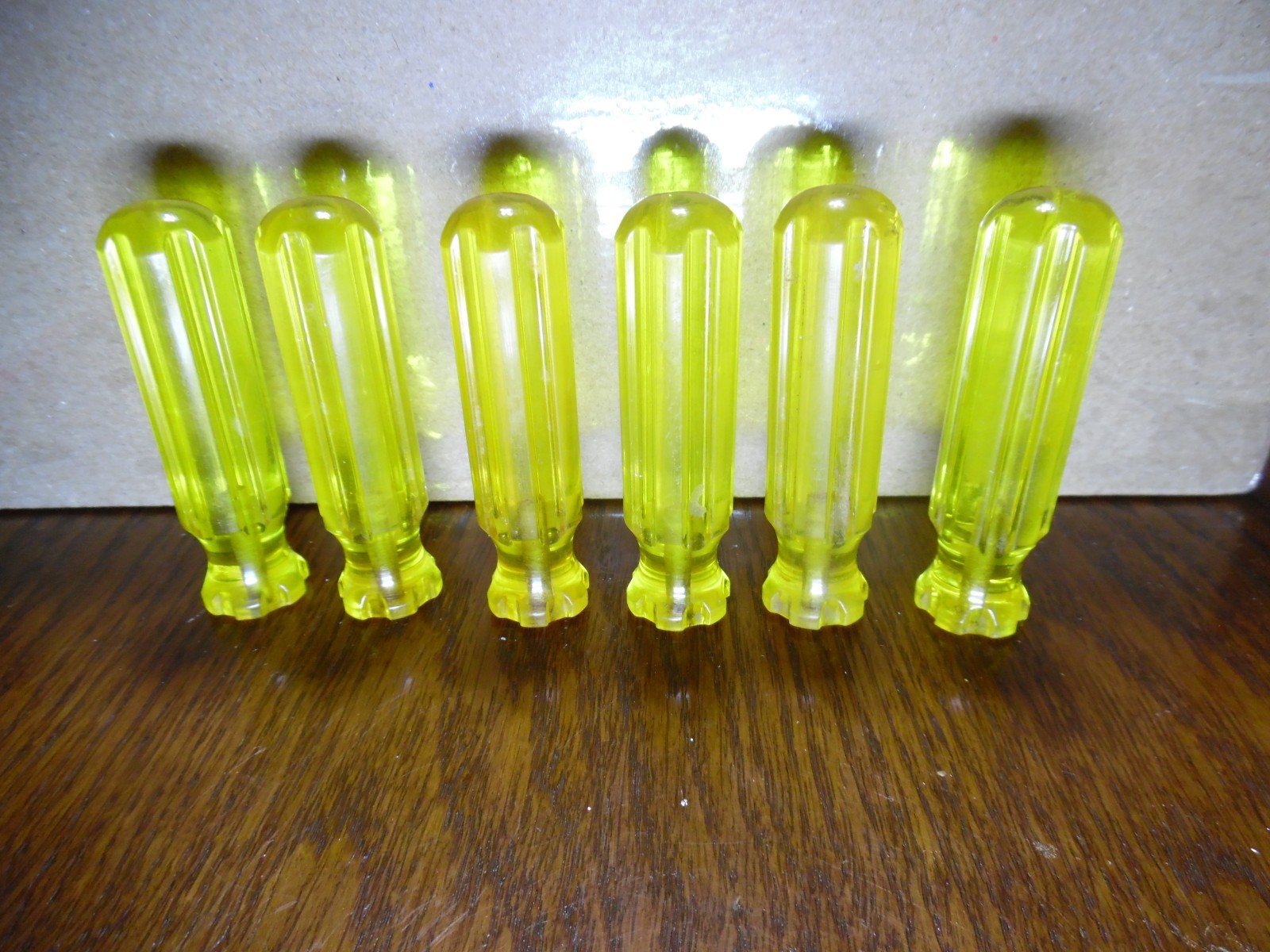 6 Amber/Yellow Blank Screwdriver File Pick Awl Handles 3" DIY Tool Grips MI USA