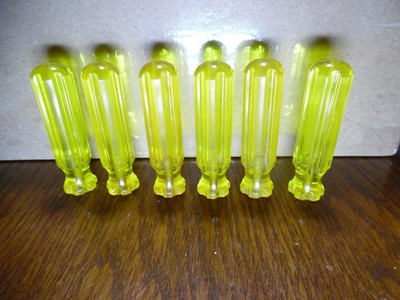 6 Amber/Yellow Blank Screwdriver File Pick Awl Handles 3'' DIY Tool Grips MI USA