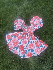 altar'd state Pink Tiered ruffle floral dress Size L Tie Strap Zip Up Puffy