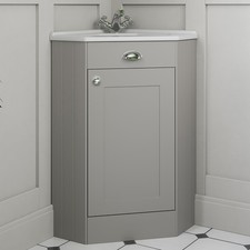 Corner Bathroom Vanity Unit Basin Sink Traditional Cabinet Furniture Grey 580mm