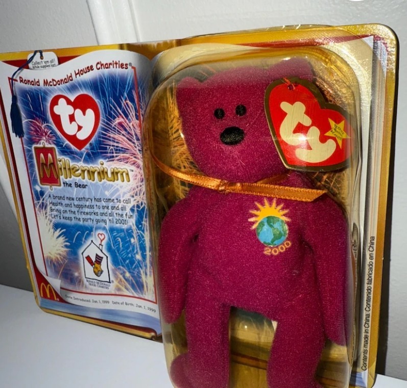 Ty Teenie Beanie Baby "Millennium the Bear" from the 2000 McDonald's  RARE FIND 