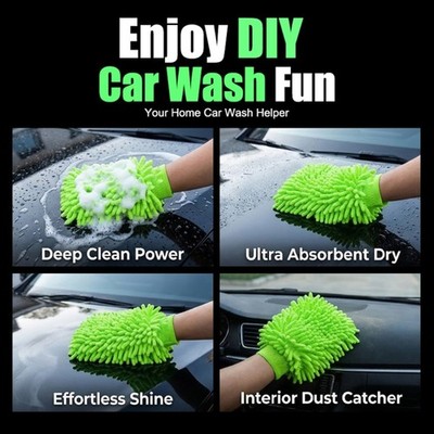 Chenilles Car Wash Mitts Soft Sponge Glove Cleaning Sponge Kitchen Home Clean