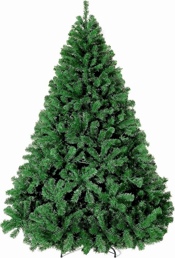 7.5 ft Artificial Christmas Tree, Realistic Premium Spruce Hinged Christmas Tree