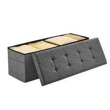 Uimoso Foldable Storage Ottoman Bench with 660 lbs Capacity, Grey