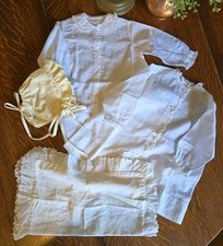 4 Pc Antique 2 Baby Gowns Bundle Infant Heirloom White 1 Bonnet 1 Pillowcase