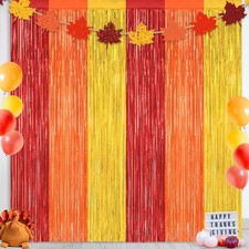 2 Pack Tinsel Backdrop, Birthday Silver Party Streamer Fringe Curtains Foil New