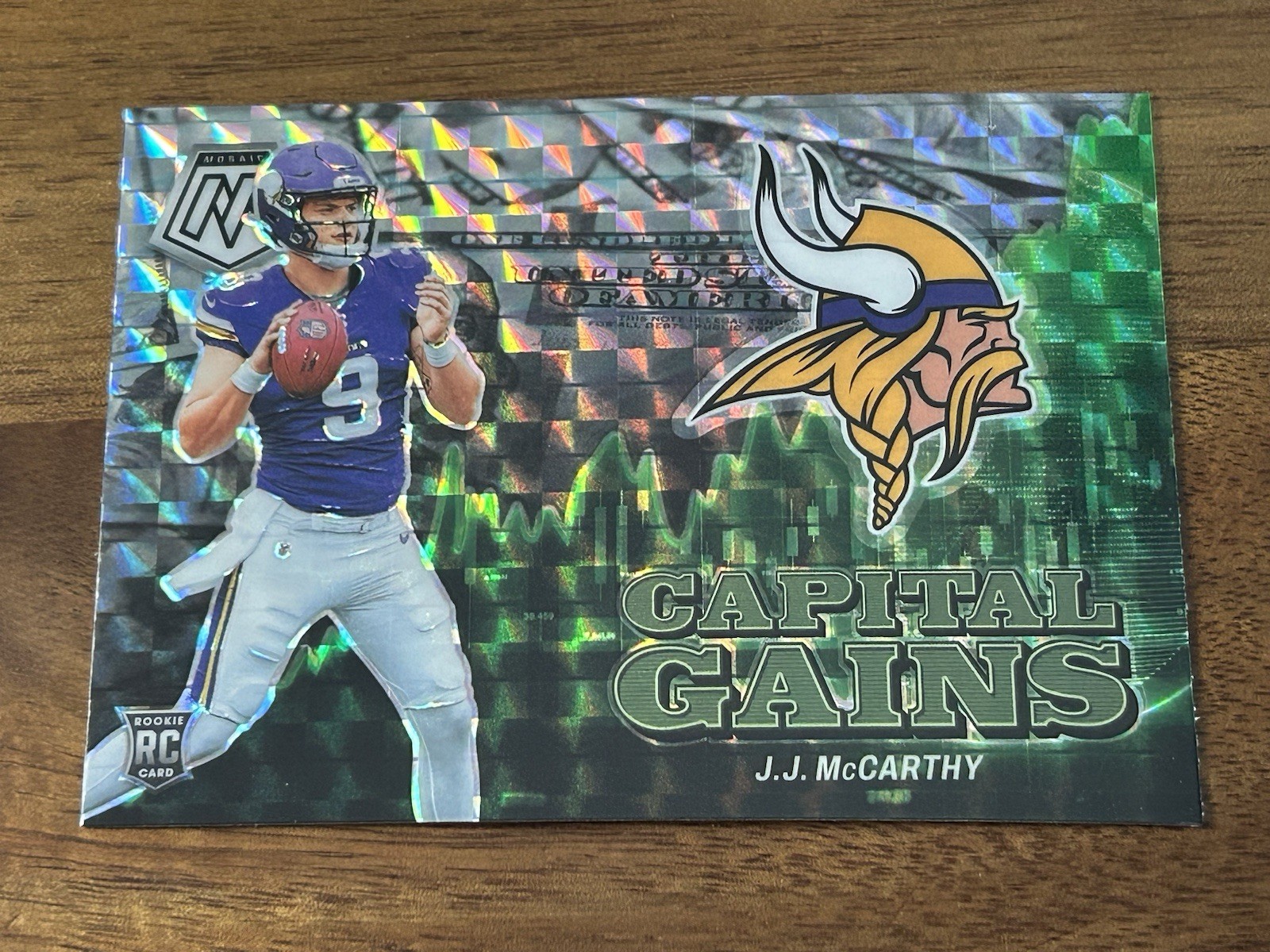 2024 Panini Mosaic Capital Gains Silver Prizm JJ McCarthy Rookie #15 Vikings RC
