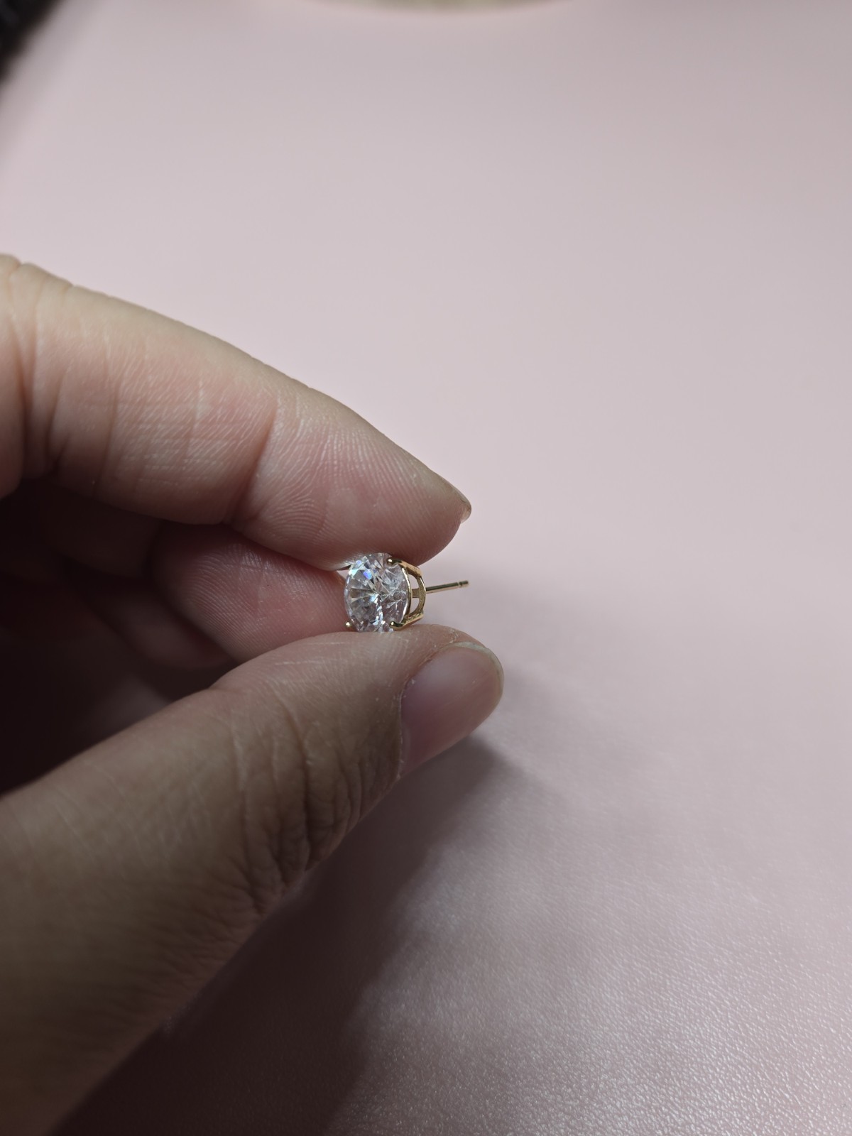 14k solid yellow Gold Single Earring Stud 8mm Rou… - image 3