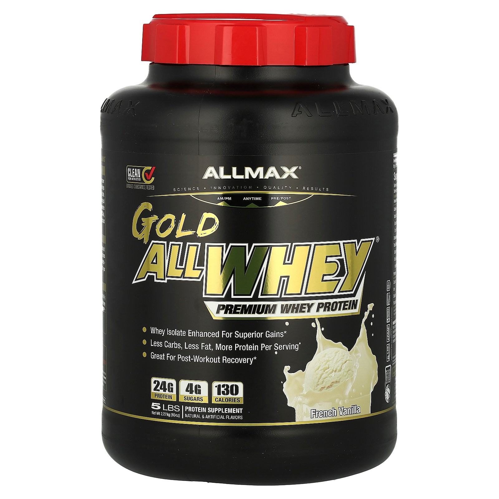 GOLD ALLWHEY сывороточный протеин премиум-класса французская ваниль 5 фунтов 227 кг 17690₽
