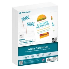 White Cardstock, Standard, 67 lb. Vellum, 92 Bright, 250 sheets, 8.5 x 11, For