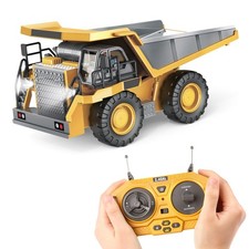Kids' RC Dump Truck Toy - Remote Control Construction Truck with Metal Bed, L...