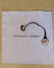 Michael Kors White Satin Drawstring Small Dust bag Cover 13"x13" w/ Charm Fob