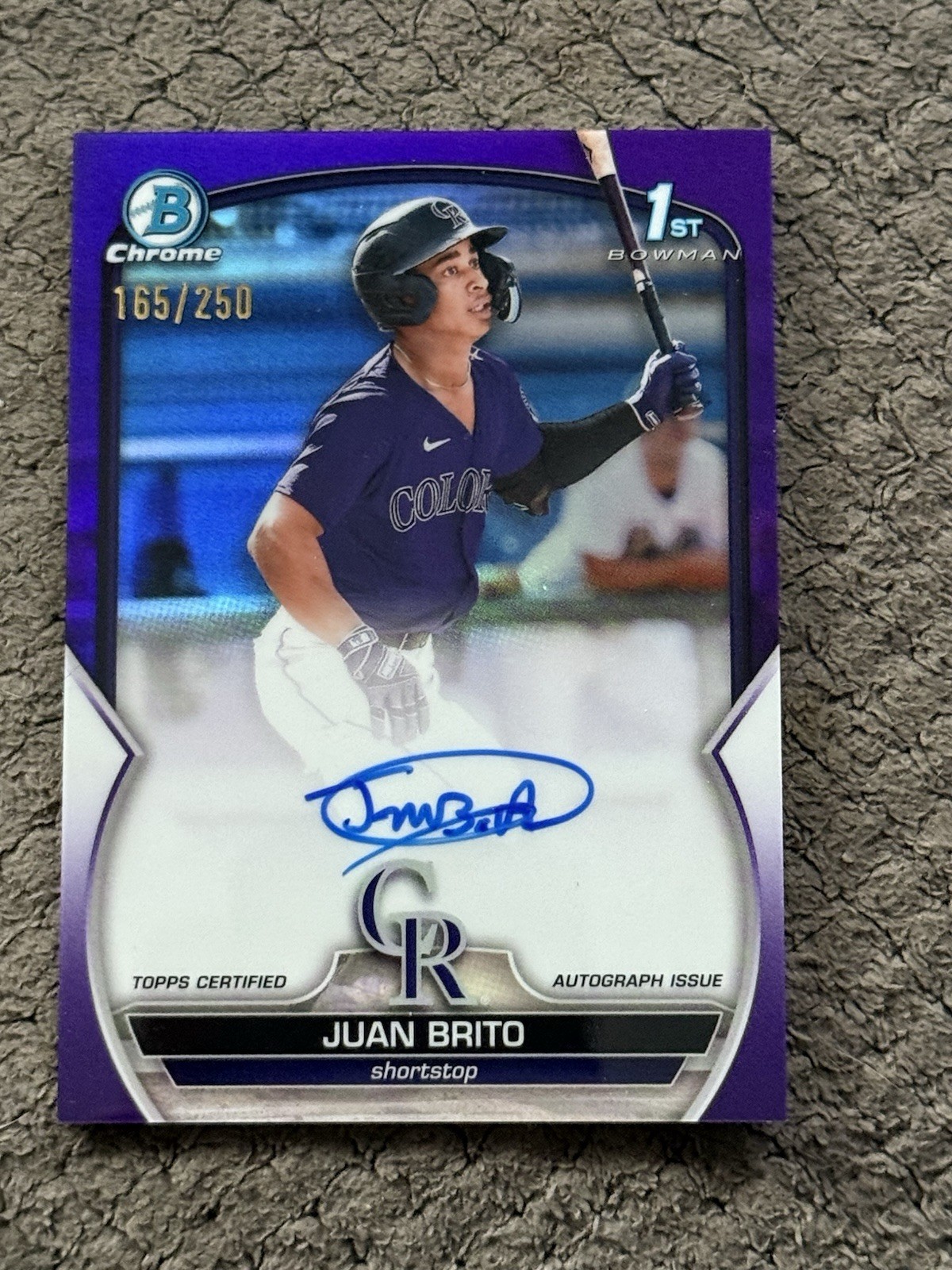 Juan Brito 2023 Bowman Chrome 1st Auto Purple Refractor /250 Rookie Cleveland RC