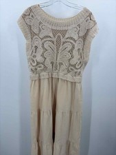 Polagram Tan Size Large Knitted Maxi Sleeveless Dress