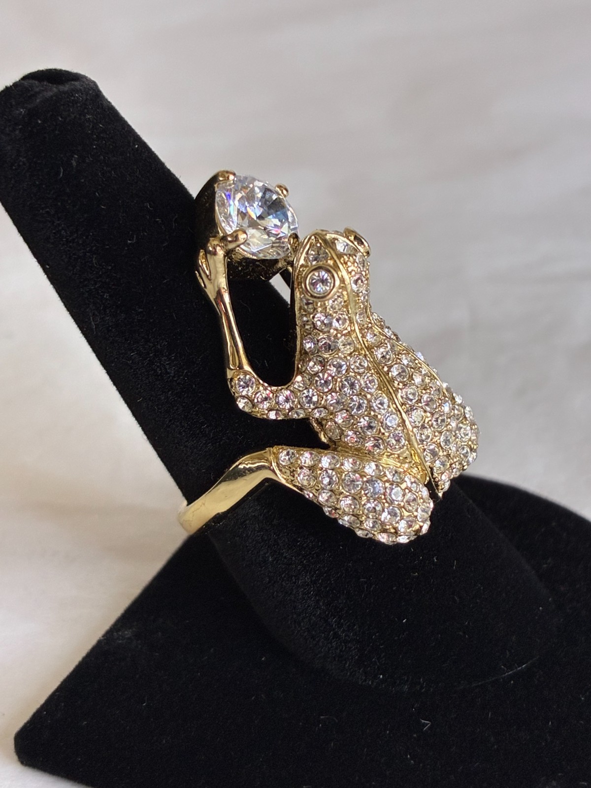 Rhinestone Crystal Frog (Holding Simulated Diamon… - image 1
