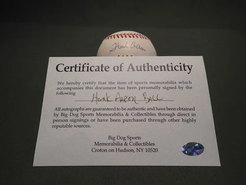 HANK AARON  AUTOGRAPHED BASEBALL ATLANTA BRAVES