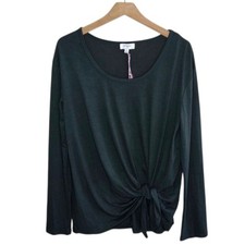 NWT Umgee | Dark Green Long Sleeve Knotted Scoop Neck Tee Size Small