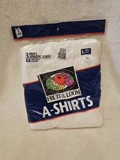 Vtg NOS 1997 Fruit of the Loom Men's Athletic A-Shirts 3-Pack White Large 42-44