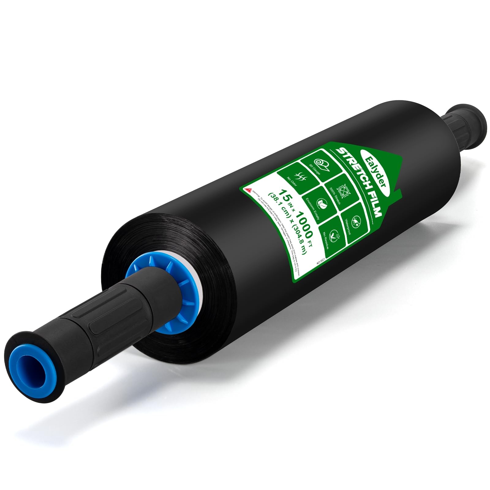 Ealyder Tape Black Stretch Wrap 80 Gauge Black, 1 Roll 15 In x 1000 Ft,