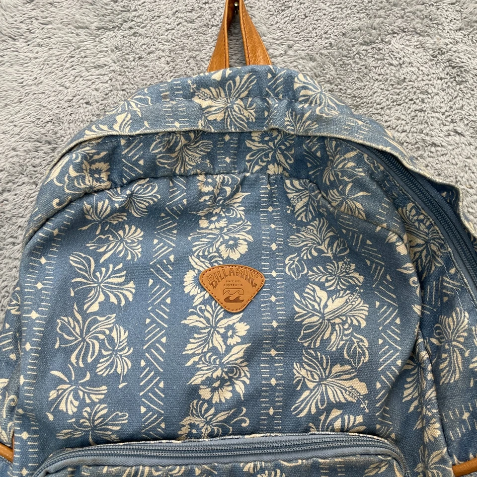 Bolso Billabong Mujer Azul Floral Mochila Correas Boho Imitación Cuero Surf Clásico Foto 3 de 4