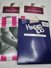 4 Pairs Pantyhose Size Large Fits 145-190 lbs Black Brown Sheer Control Top