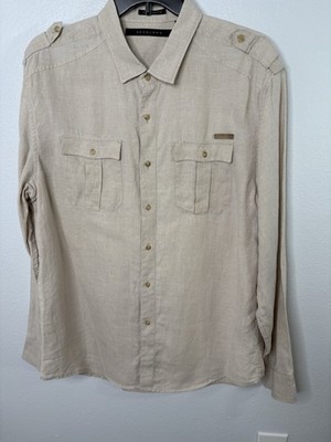 Sean John Tailored Fit 100% Linen Button Down Shirt size 3XL