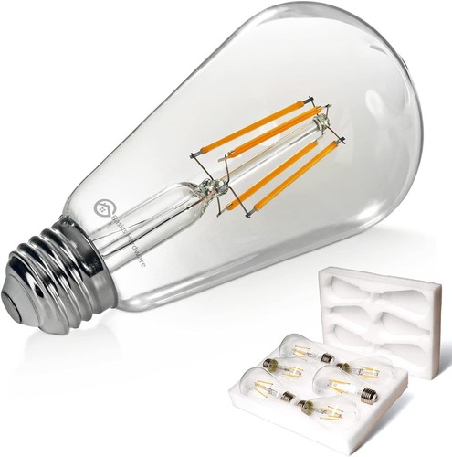 LED Edison Light Bulbs - Dimmable Bulb, ST64 Classic (Pack of 6), Led - Clear - Picture 2 of 6