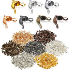 1400 Pieces Bead Tips Knot Covers Bulk Clamshell Bead Tips for Jewelry Making Op