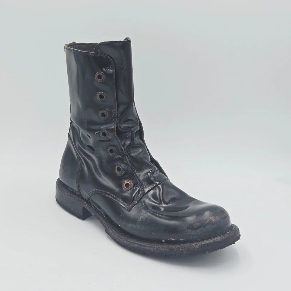Damenschuhe MOMA Gr. 37 Stiefeletten Schwarz Leder Glänzend Effekt Ruined 225DA - Bild 2 von 4